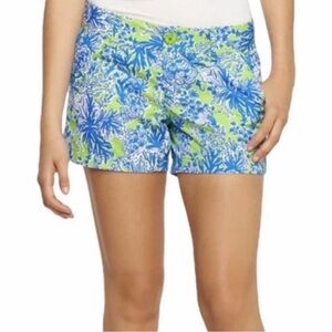 Lilly Pulitzer Walsh Shorts Limeade Biggest Fan Floral Print Size 00 Preppy